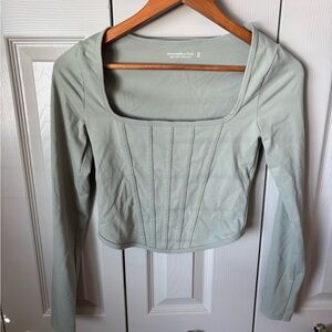 Women's Sage Green Long Sleeve Corset Top